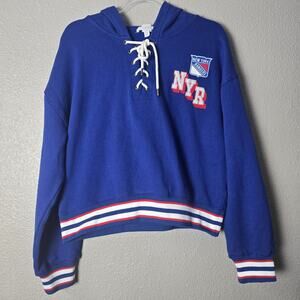 Wear By Erin Andrews NHL NY Rangers Cropped Hoodie Size Large